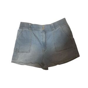 Forever 21 Light wash Elastic Blue Denim Shorts